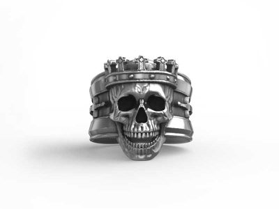 Sterling Silver 925 King Skull Ring FEEL NO PAIN Made in Italy