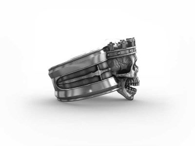 Sterling Silver 925 King Skull Ring FEEL NO PAIN Made in Italy