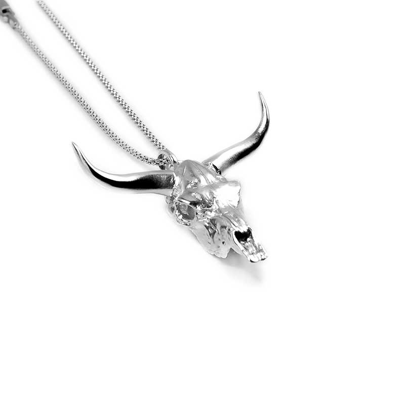 Ciondolo in argento sterling teschio umano con bocca mobile .925 x 1