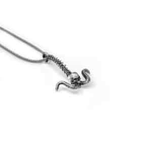 Pendente Ancora Teschio in Argento 925 su sfondo bianco - Vista Laterale
