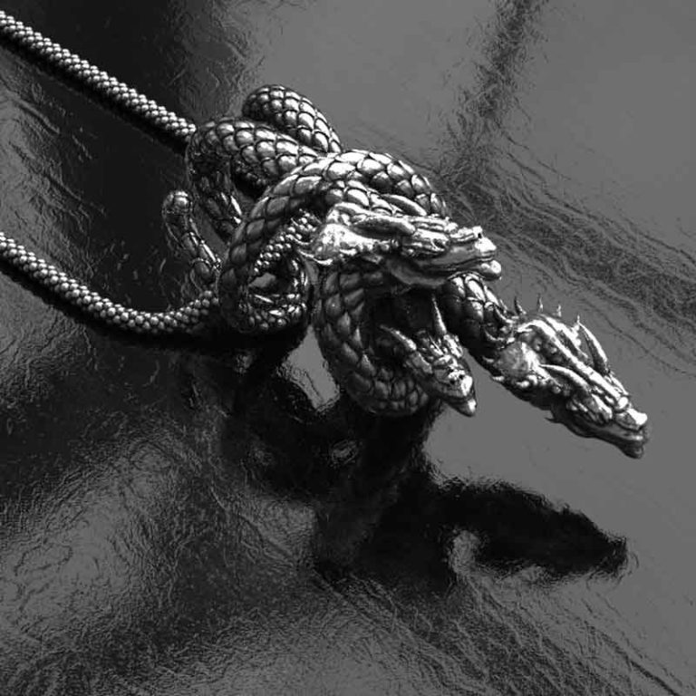 NKlaus Ciondolo Drago Cinese In Argento 925 Con Catena - Gioiello Talismano Da Uomo E Donna, 2,4 Cm