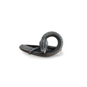 Anello serpente uroboro in argento 925 su sfondo bianco e vista frontale